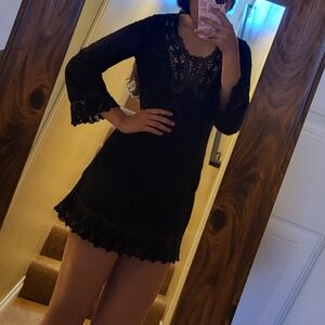 Black textured swimsuit cover up/ dress